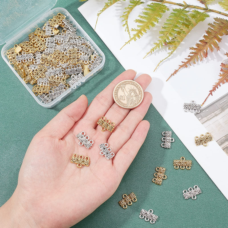 PH PandaHall 2 Colors 3-Layer Clasp, 80pcs Chandelier Components Links Tibetan Alloy Multi Strand Bracelet Necklace Layer Clasp for Multilayer Necklace Dangle Earring Making - NewNest Australia