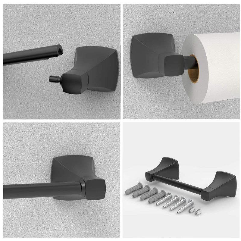 WZRUA Matte Black Toilet Paper Holder,Pivoting Toilet Paper Holder, Wall Mounted Stainless Steel and Zinc Alloy Contemporary Bathroom Tissue Roll Holder - NewNest Australia