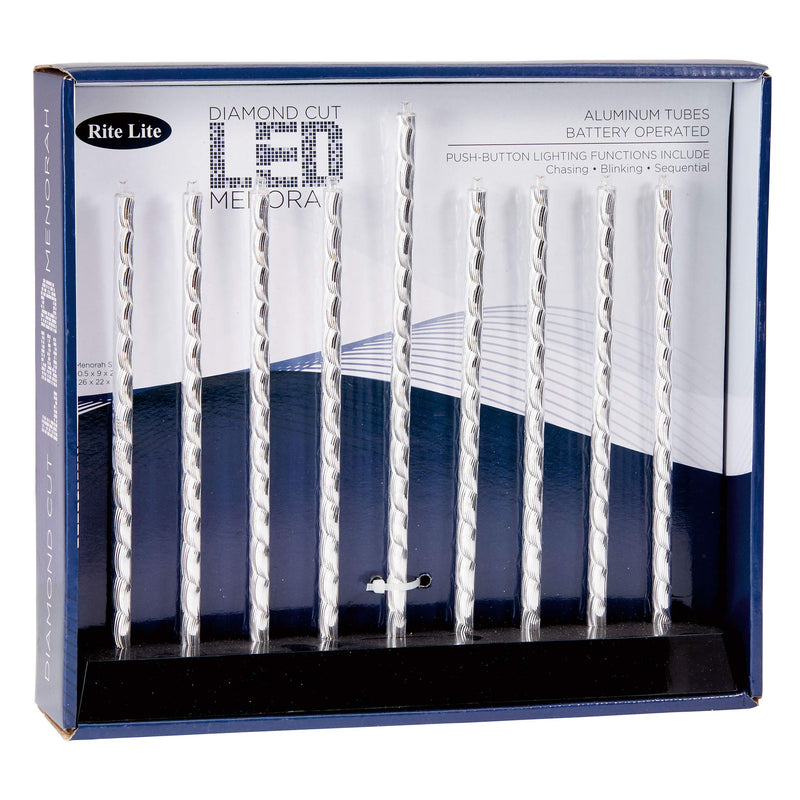 NewNest Australia - Rite Lite LTD Diamond Cut Aluminium Tubes LED Electric Menorah - Battery Operated 
