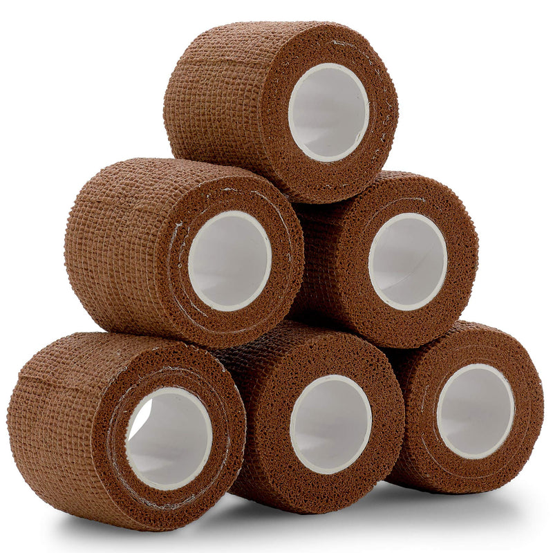 NewNest Australia - 6 Pack, Self Adherent Cohesive Tape - 2" x 5 Yards, (Medium Tan Shade) Self Adhesive Bandage Rolls & Sports Athletic Wrap for Ankle, Wrist, Knee Sprains and Swelling 