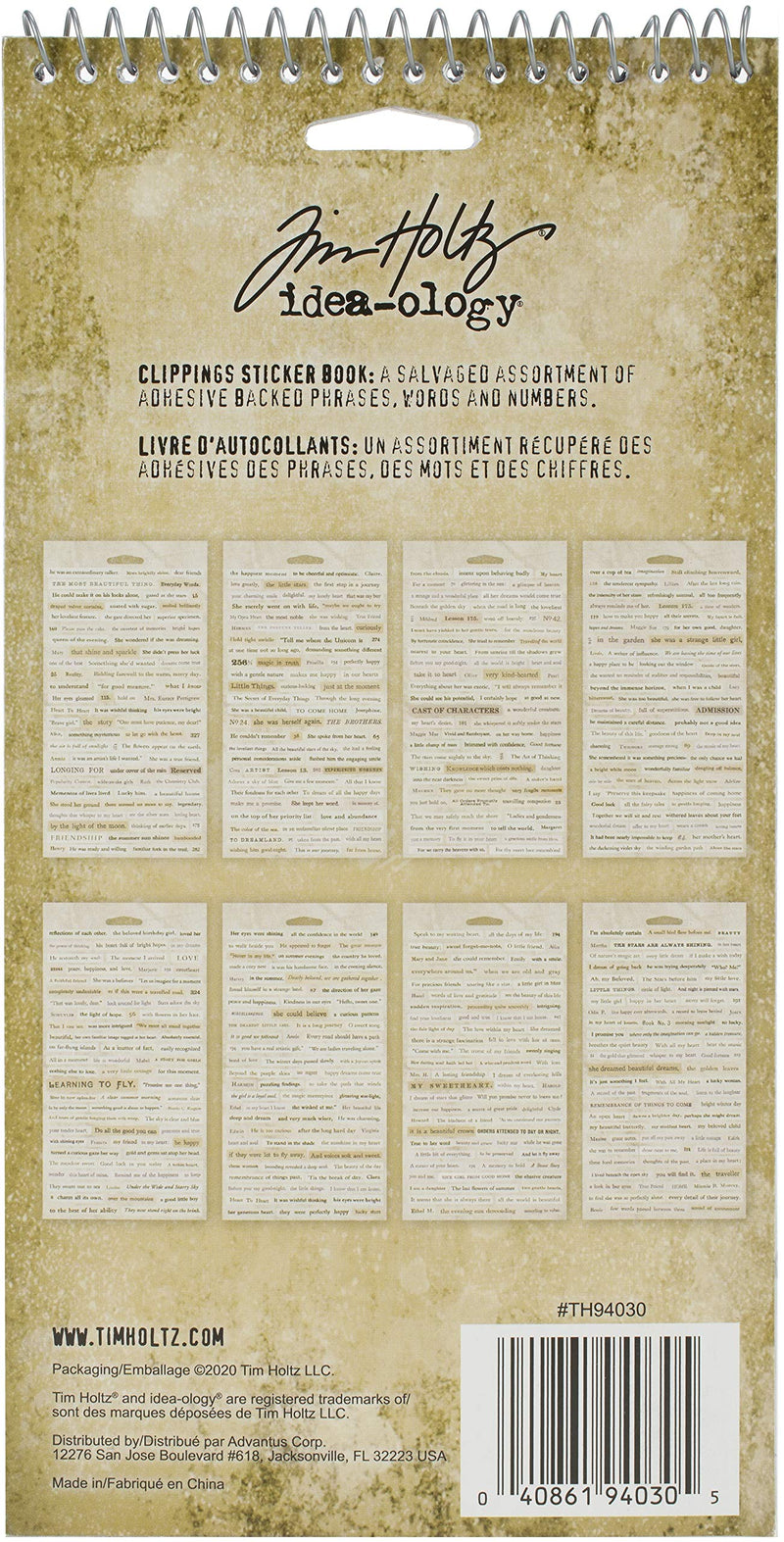 Tim Holtz - Advantus STICKER BOOK IDEA-O CLIPPINGS - NewNest Australia