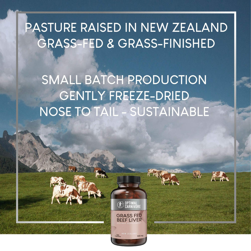 Grass Fed Beef Liver Capsules, Desiccated Beef Liver Supplement, Ancestral Superfood from New Zealand (180 Pills) by Optimal Carnivore - NewNest Australia