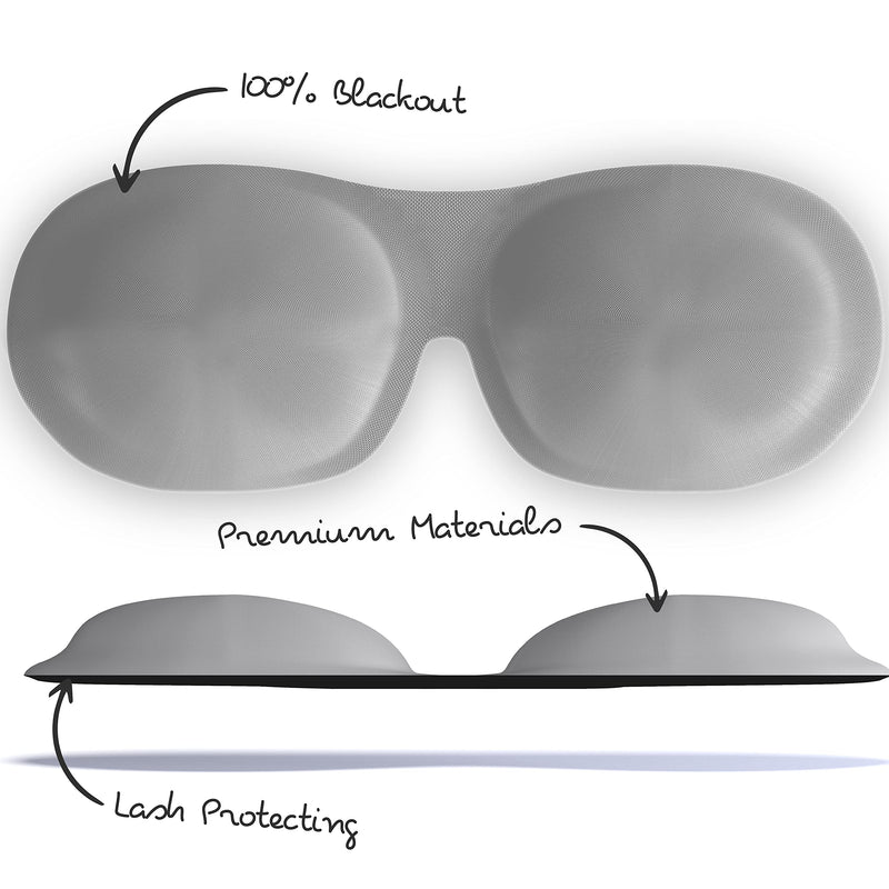 SMUG 100% Blackout Sleep & Eye Mask | Eyelash Extension Friendly | Eye Masks for Sleeping | Sleep Masks for Women & Men | Straps for Dream Comfort & Adjustability | Grey - NewNest Australia