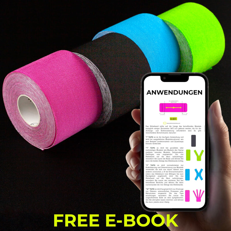 Kalahari 4 Rolls Of Professional Kinesiology Tape Plus E-Book Applications In Italian - Synthetic Kinesiology Tape For Better Adhesion And Water And Sweat Resistance - (5Cm X 5M). - NewNest Australia