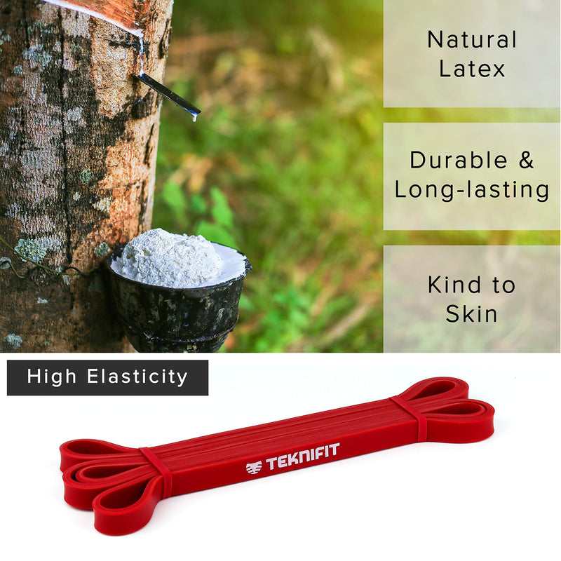 Teknifit Resistance Band - Single Pull Up Power Band - Full Body Workout and Home Fitness Solution - Inc FREE Exercise Guide Download Red (Light) - NewNest Australia