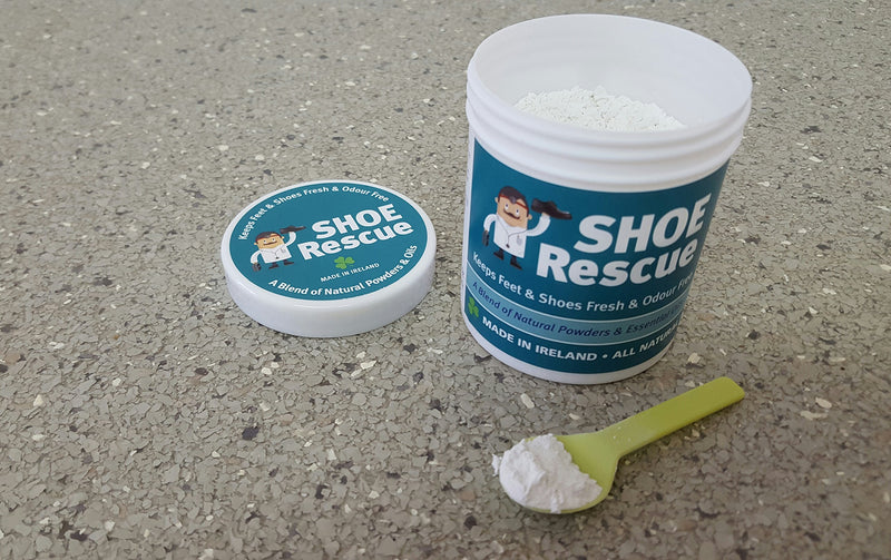 Shoe and foot powder 100g - Foot odour remover and eliminator - Developed by a registered podiatrist Shoe Rescue is a completely natural deodorant remedy to eliminate smelly shoes and feet - Contains beautiful essential oils Tea Tree Lavender and Peppe... - NewNest Australia