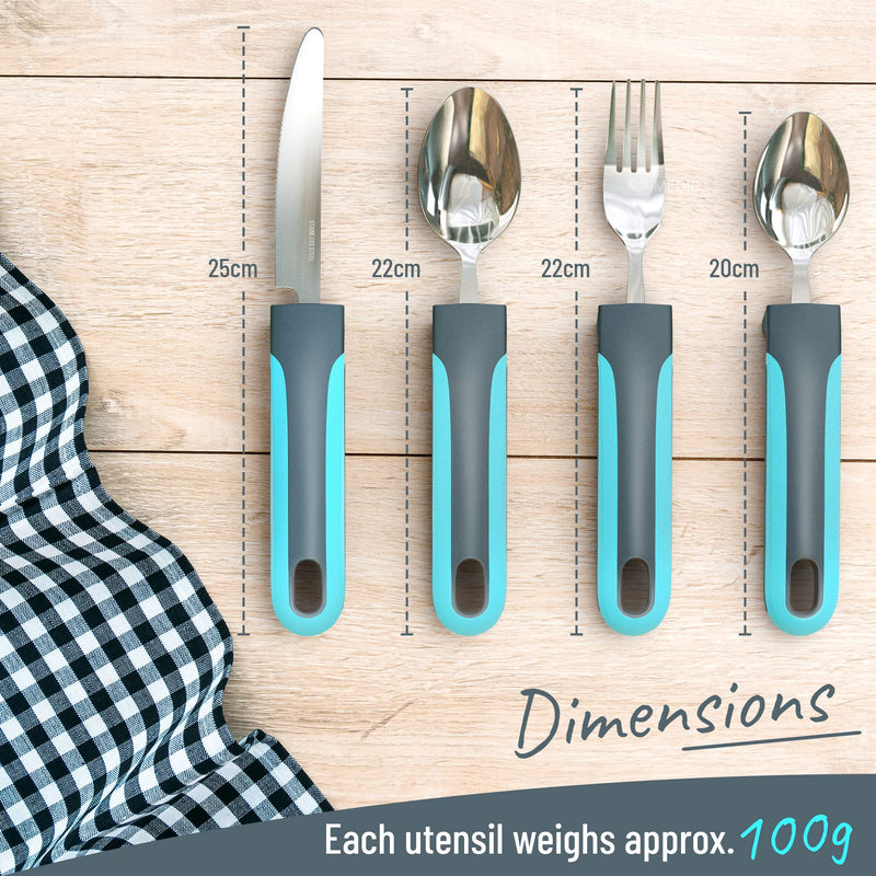 iMedic Easy Grip Cutlery for Adult - 1 Set Cutlery for Disabled Hands - Dishwasher Safe Disabled Cutlery for Adults - Disability Cutlery for Adults - Cutlery for Arthritic Hands Blue - NewNest Australia