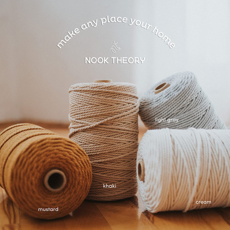Nook Theory 3mm Macrame Cord 220 Yards - 4mm 5mm Soft Macrame Rope Perfect for Knots - Macrame Supplies for Wall Hangers & Boho Decorations - Cotton Rope - Macrame String (Cream 3mm) Cream 3mm*220yards - NewNest Australia
