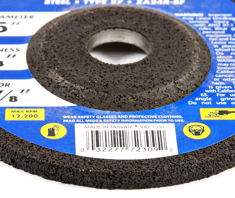 Forney 72309 Grinding Wheel, Type 27 Industrial Pro Metal with 7/8-Inch Arbor, ZA24R, 5-Inch-by-1/4-Inch - NewNest Australia