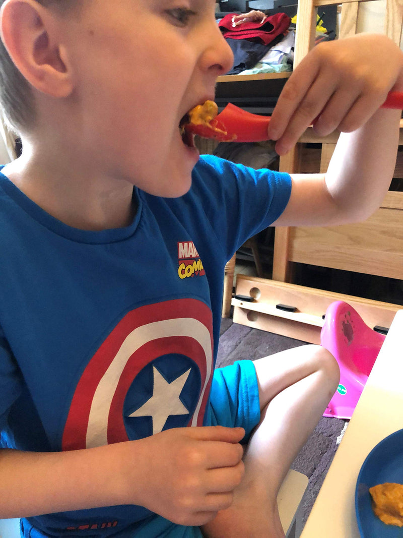 Mini S'up Spoon - Assistive Eating Cutlery/Utensil for People who Have Shaky Hands or who are Messy Eaters. Ideal for Children and Those with Small Mouths. (Red) - NewNest Australia