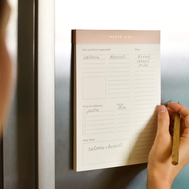 Waste Less - Track Perishables - Reduce Food Waste. Magnetic Meal Planner Pad & Grocery List, 52 Tear-Off Pages (8 x 6 in) Peach Pink - NewNest Australia