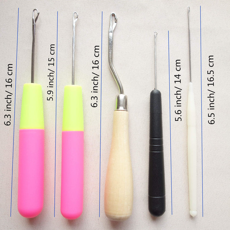 Pack of 5 Different Sizes Latch Hook Crochet Needle Hook Tools for Braid Hair, Scarf Carpet Making and Other Crafts - NewNest Australia