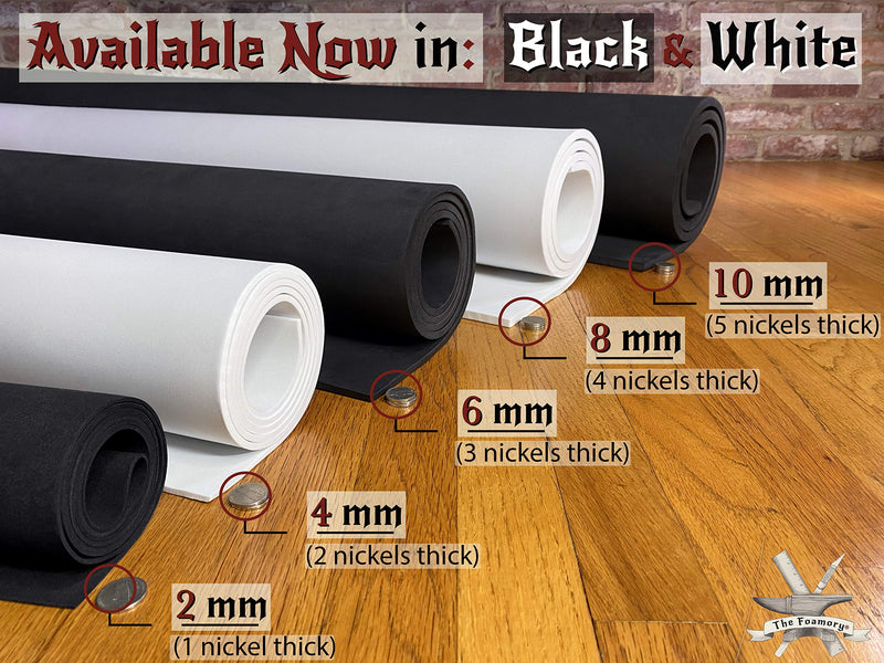 EVA Foam Cosplay - 1mm (1mm to 10mm) - Black or White - 14" x 39" Sheet - Ultra High Density 85 kg/m3 - by The Foamory 1mm - Thickness - NewNest Australia