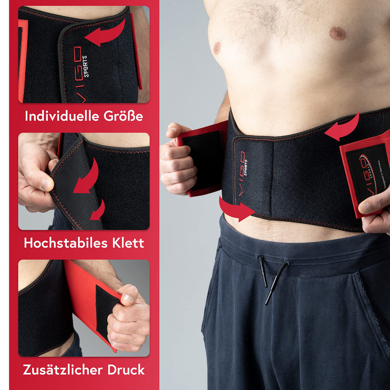 VIGO SPORTS back support machine washable - anti-sweat kidney belt for effective stabilization of the back - back support belt for men and women - warming lumbar support belt L red - NewNest Australia