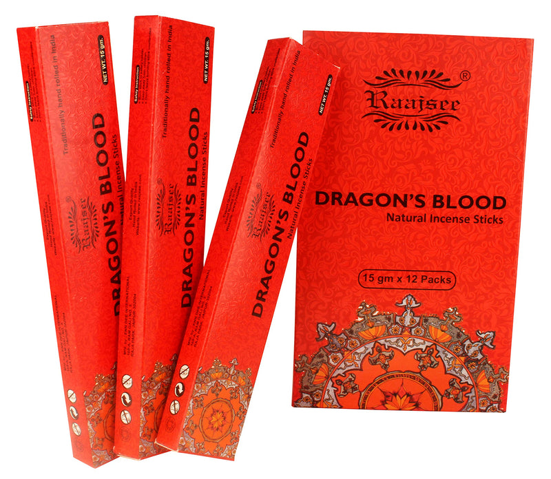 NewNest Australia - raajsee 15 GMS x 12 Pack Dragon Blood Incense Sticks,100% Pure Organic Natural Hand Rolled Free from Chemicals - Perfect for Aromatherapy, Cleansing,Meditation and Church (Dragon Blood) 