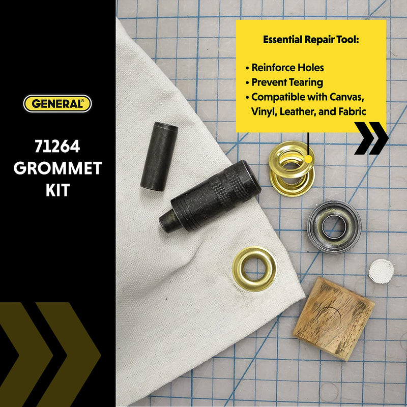 General Tools 1/2" Grommet Tool Kit - 12 Solid Brass Grommets for Tarps Repair, Fabric Rings, Reinforcing Canvases, & Canopies - NewNest Australia