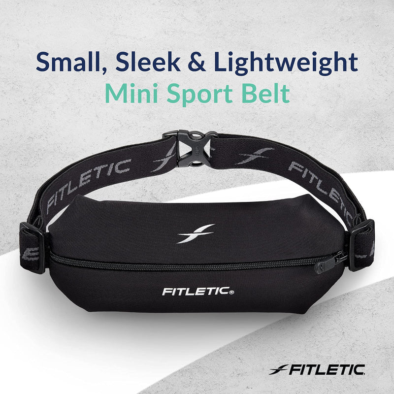 Fitletic - Mini Sport Belt Runners Pouch, Running Waist Belt, Expandable Lycra Running Pouch with Adjustable Band, Waist Pouch for Phone, IDs, and Credit Cards Black - NewNest Australia