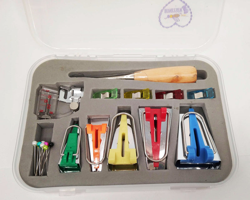 HONEYSEW Bias Tape Maker Kits All 5 Sizes 6MM 9MM 12MM 18MM 25MM Binding Foot Craft Clips Awl Quilter's Pin - NewNest Australia