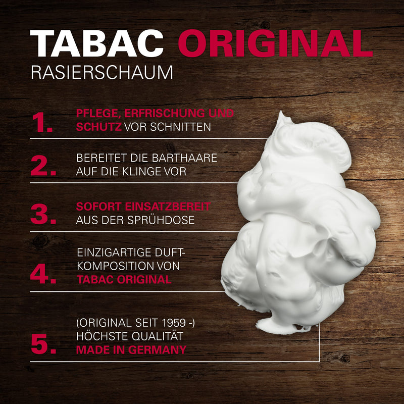 Tabac® Original | Shaving foam with the unmistakable scent of Tabac Original - optimal preparation for a thorough wet shave - Original Since 1959 | 200ml - NewNest Australia