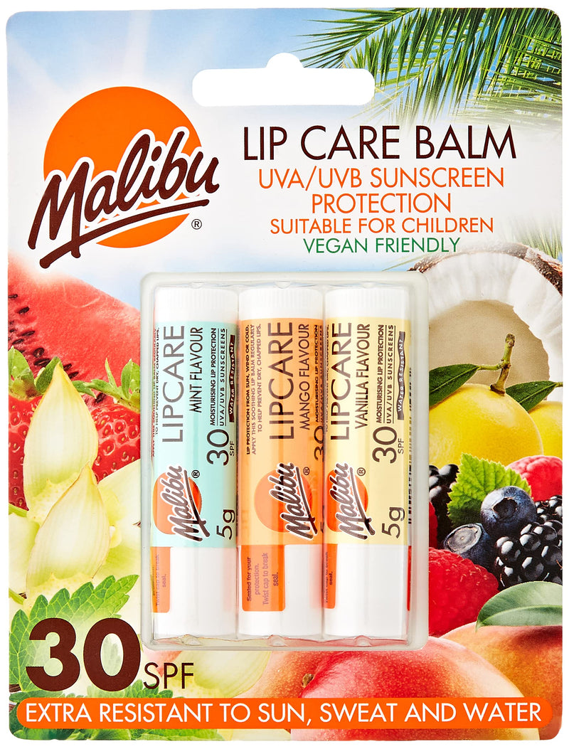 Malibu Blister Lipbalm with SPF30, Mint/Mango/Vanilla 12 ml, (Pack of 1) - NewNest Australia