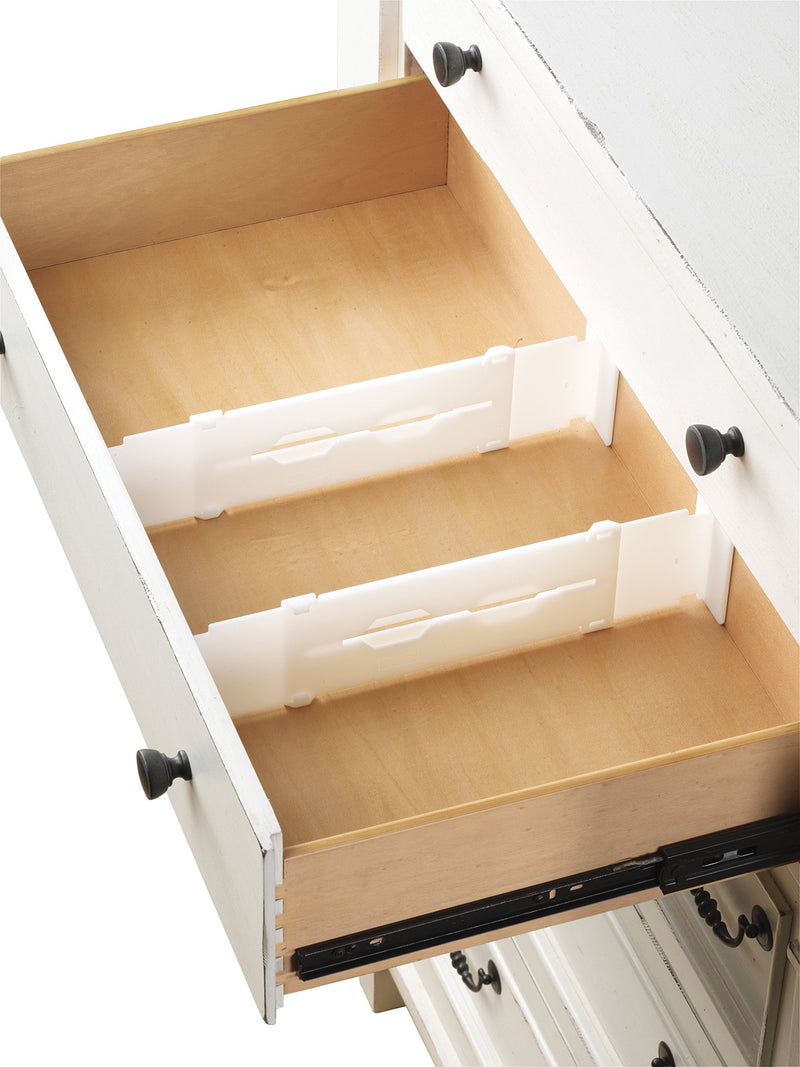 NewNest Australia - Whitmor Adjustable Organizers Drawer Dividers, Set of 2, White ADJUSTABLE DRAWER DIVIDERS S/2 