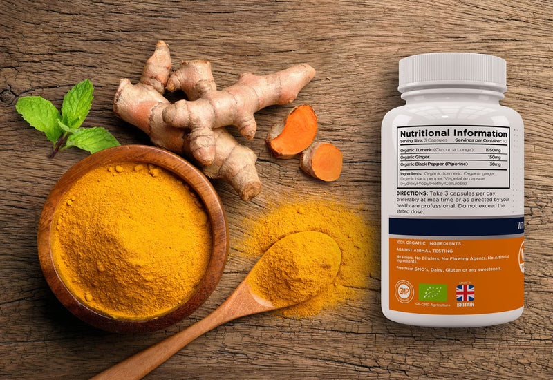 Organic Turmeric Curcumin High Strength and Black Pepper with Ginger 120 Veg Capsules 2130MG Advanced Turmeric with Active Ingredient Curcumin Organic Vegan 120 Capsules (3 Month Supply) - NewNest Australia