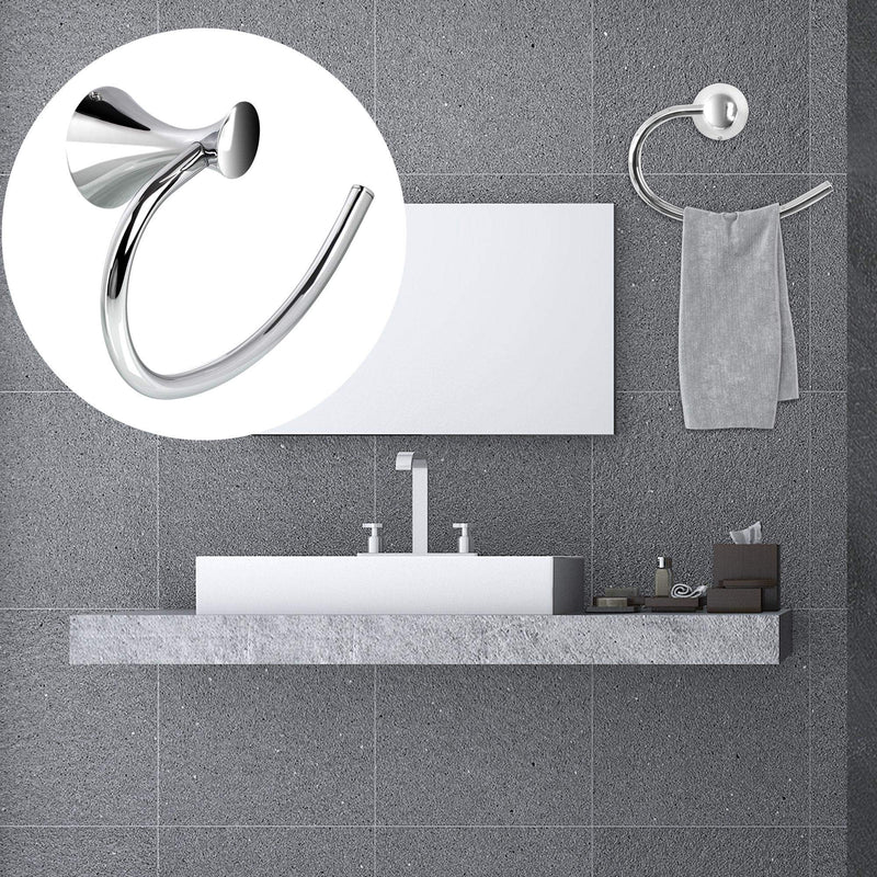 uxcell Towel Ring Towel Holder, Hand Towel Holder for Bathroom, Kitchen Towel Hanger, Zinc-Alloy Polished Finish Silver - NewNest Australia