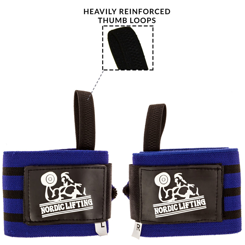 Nordic Liftingtm Wrist Wraps With Thumb Loop (1 Pair/2 Bandages) For Weightlifting, Powerlifting, Strongman, Gym, Crossfit, Crossfit, Bodybuilding, For Men And Women, High Quality Sports Accessory, Extremely Durable - NewNest Australia