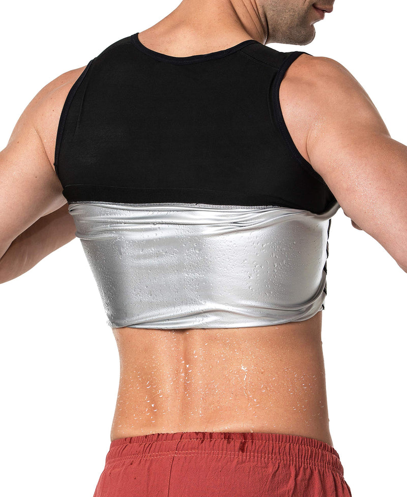 MOLLDAN Sauna Vest for Men Sweat Tank Top Pullover Workout Shirt Waist Trainer Black-silver Lining Large-X-Large - NewNest Australia