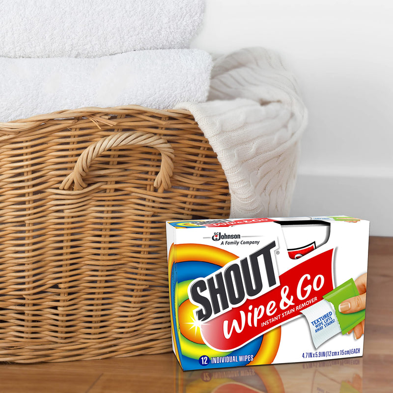 Shout Wipe and Go Instant Stain Remover, for On-the-Go Laundry Stains, 12 Count - Pack of 6 (72 Total Wipes) Pack of 6 (72 Total Wipes) - NewNest Australia
