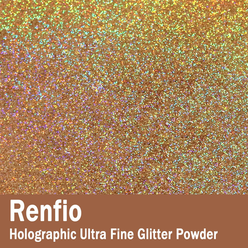 Renfio Holographic Ultra Fine Glitter Powder Metallic Resin Glitter PET Flakes Crafts Sequins 1/128" 0.008" 0.2mm Epoxy Chips Flakes for Tumblers Slime 1.75 Oz (50g) - Diamond Laser Gold - NewNest Australia