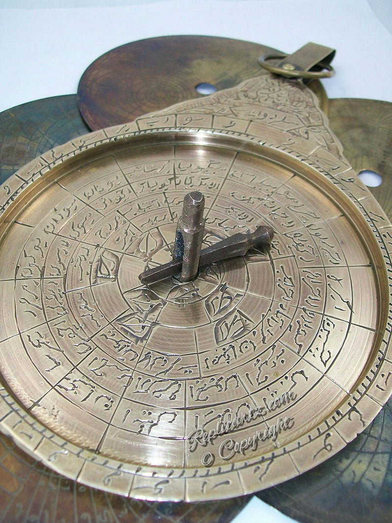 NewNest Australia - MOONSUN 5MoonSun5's 9" Hanging Brass Arabic Astrolabe Globe Maritime Navigational Astrological Calendar Replica 