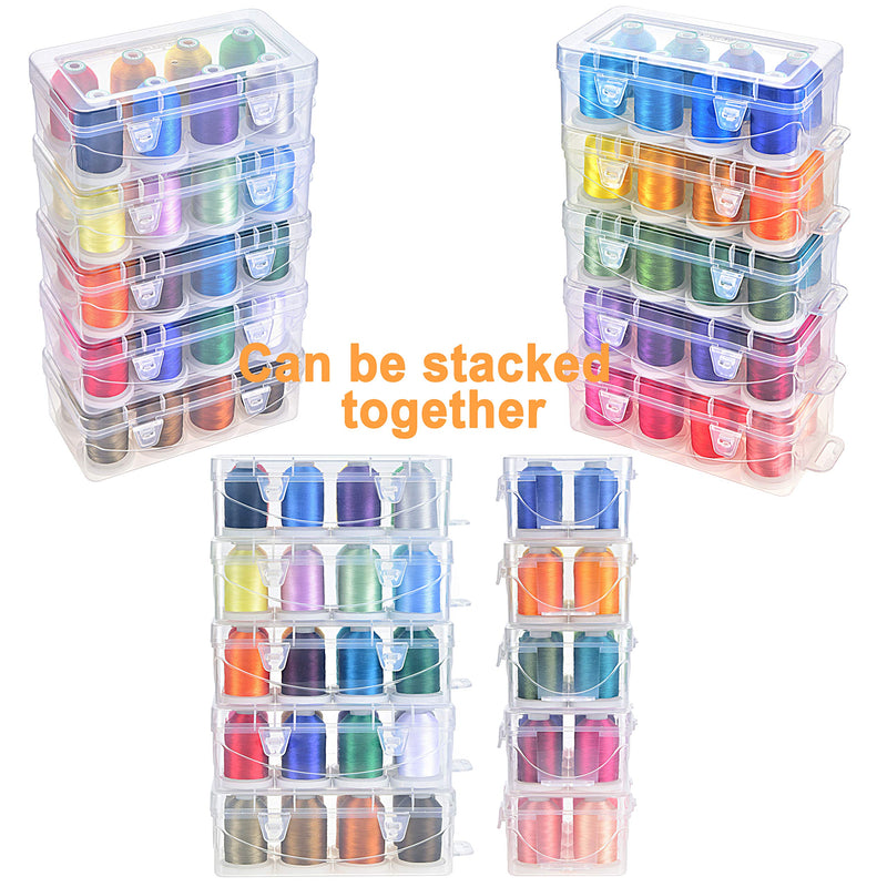 New brothread - 15 Options - 8 Snap Spools of 1000m Each Polyester Embroidery Machine Thread with Clear Plastic Storage Box for Embroidery & Quilting - Basic Color - NewNest Australia