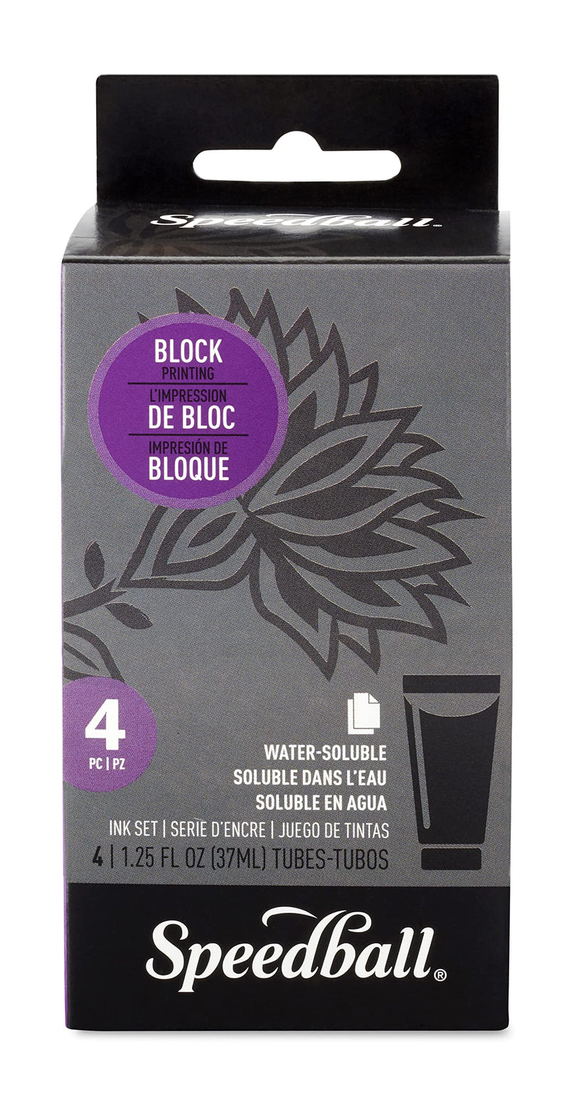 Speedball Water-Soluble Block Printing Ink Starter Set, 4-Color Set, 1.25-Ounce Tubes - NewNest Australia