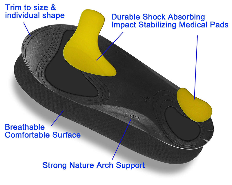 Premium Durable Gel PU Orthotic Insoles Full Length with Arch Supports, Metatarsal and Heel Cushion for Over Pronation and Plantar Fasciitis Treatment (S:UK6-7; EU 39-41) S:UK6-7; EU 39-41 - NewNest Australia
