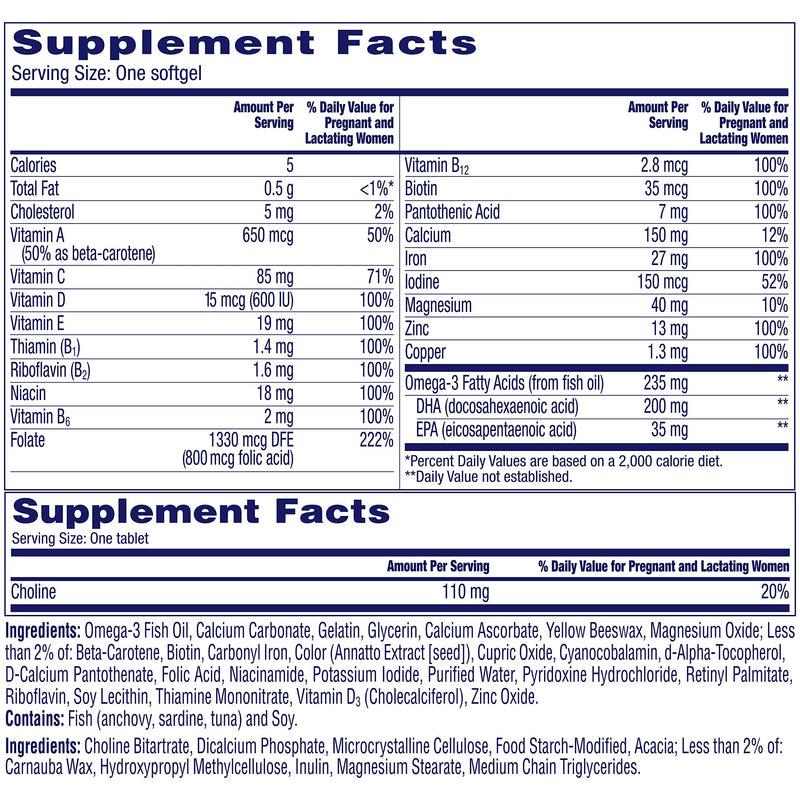 One A Day Women’s Prenatal Advanced Complete Multivitamin with Brain Support* with Choline, Folic Acid, Omega-3 DHA & Iron for Pre, During and Post Pregnancy, 60+60 Count (120 Count Total Set) NEW - NewNest Australia