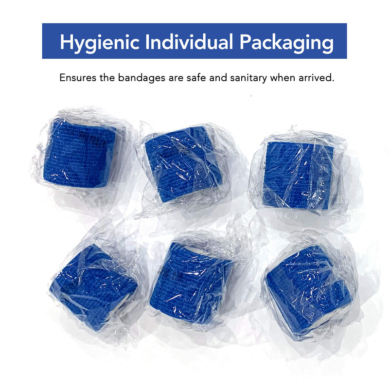 RISEN Cohesive Bandage Cohesive Bandage 2” x 5 Yards, 6 Rolls, Self Adherent Wrap Medical Tape, Adhesive Flexible Breathable First Aid Gauze Ideal for Stretch Athletic(Blue) Blue - NewNest Australia