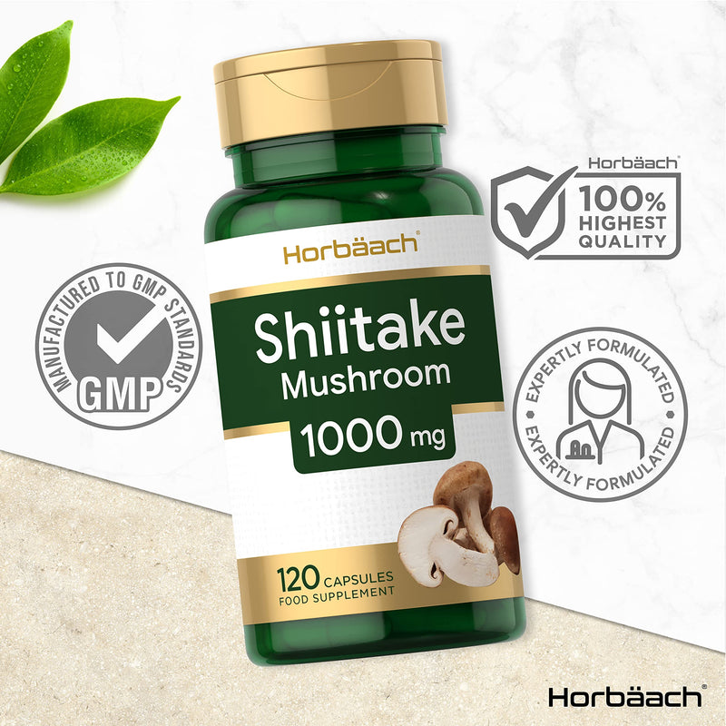 Shiitake Mushroom Extract 1000mg | 120 Capsules | Pure Premium Quality Powder | One-A-Day Supplement for Men & Women | No Artificial Preservatives (4 Months Supply) - NewNest Australia