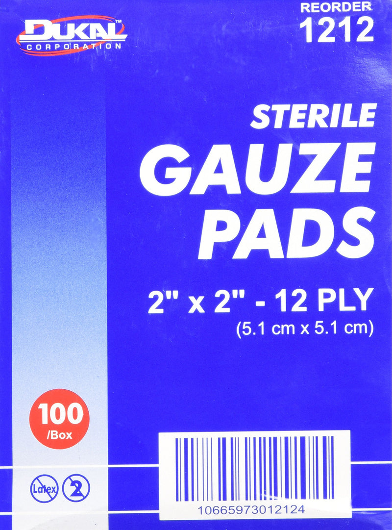 Dukal, Sterile Gauze Pads, 2" x 2", 12 Ply, 100 per Box White - NewNest Australia
