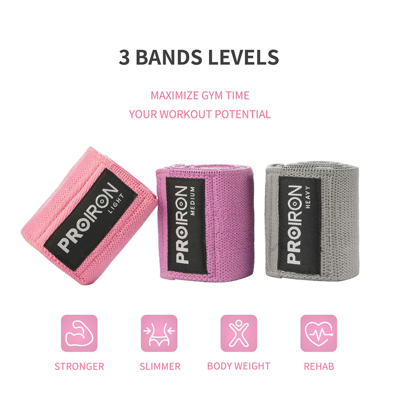 PROIRON Fabric Exercise Resistance Bands for Women Leg Glute Workout, Non-Slip Booty Bands Resistance Loops, Yoga Pilates Training #4-Set of 3 (light+medium+heavy) - NewNest Australia