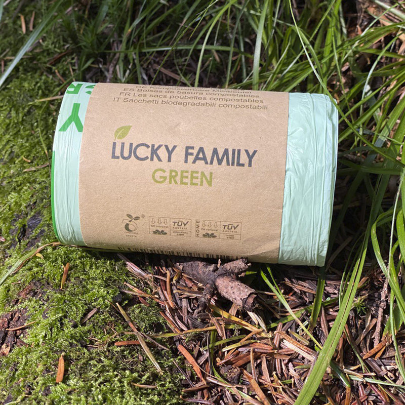 Lucky Family Green Compost Bags for Kitchen Countertop Bin 13 Gallon - 100% Compostable Food Waste Trash Repurpose - Perfect Biodegradable Organic Eco Friendly - 25 Bags per Roll - NewNest Australia