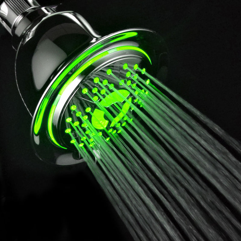 PowerSpa All Chrome 4-Setting LED Shower Head with Air Jet LED Turbo Pressure-Boost Nozzle Technology; 7 Colors of LED Lights Change Automatically Every Few Seconds - NewNest Australia