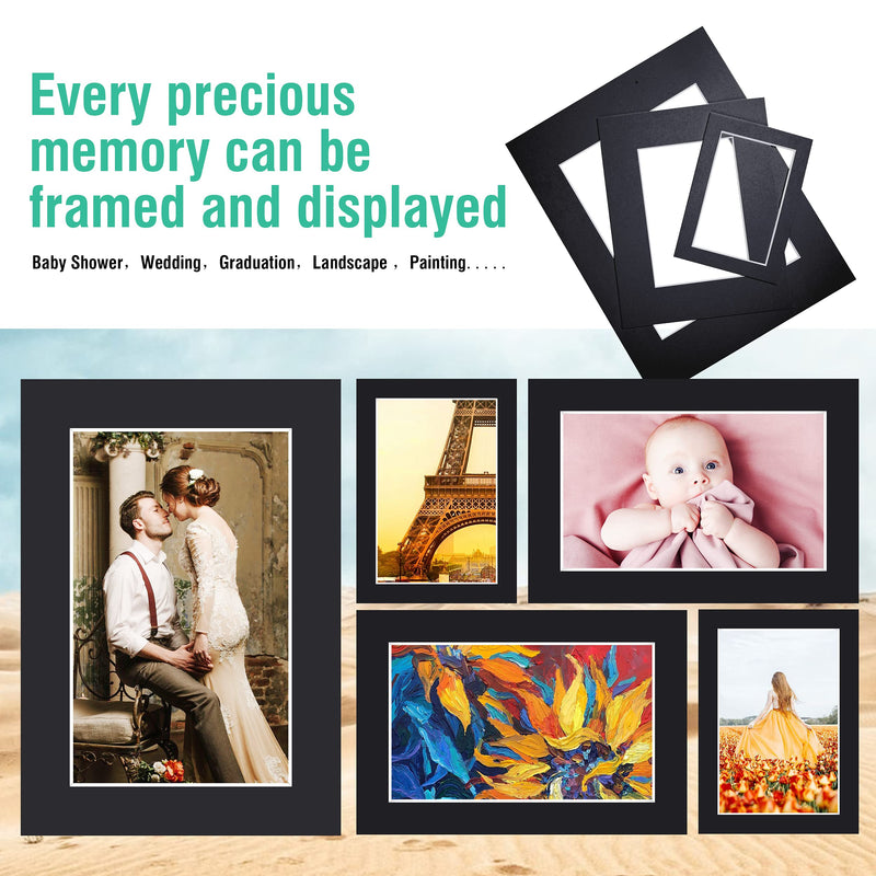 Acid Free 5 Pack 5x7 Pre-Cut Mat Board Show Kit for 4x6 Photos, Prints or Artworks, 5 Core Bevel Cut Matts and 5 Backing Boards and 5 Crystal Plastic Bags, Black 5" x 7" Pack of 5 - NewNest Australia