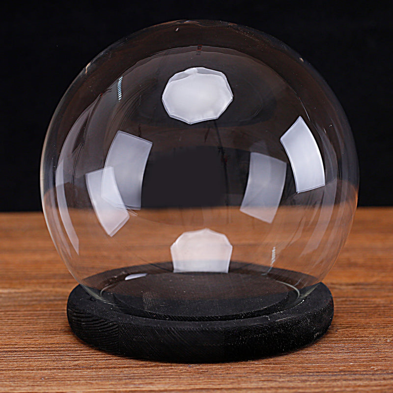 NewNest Australia - MyGift Clear Glass 6-Inch Terrarium & Keepsake Display Globe with Black-Stain Wood Base 