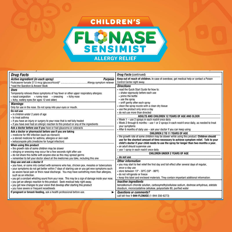 Flonase Sensimist Allergy Relief Nasal Spray for Children, 24 Hour Non Drowsy Allergy Medicine - 60 Gentle Sprays - NewNest Australia