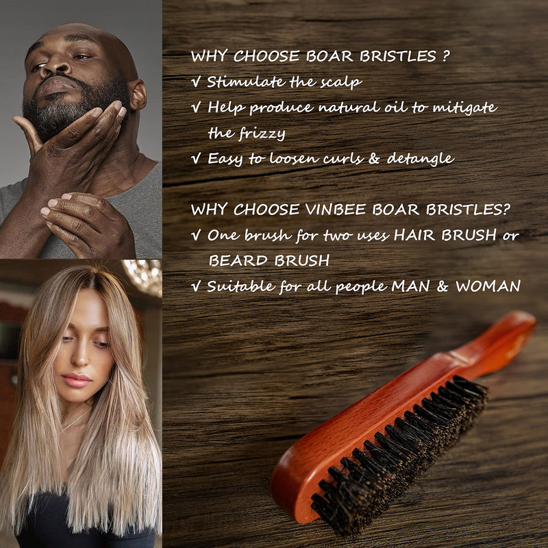 VinBee Beard Brush Boar Bristle Hair Brush Beard Brush for Men Facial Hair - Straightens & Promotes Beard Growth, Works with Natural Beard Oil & Beard Styling Balm to Soften Beard Red - NewNest Australia