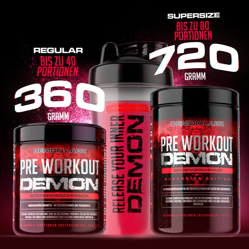 Pre Workout Demon - BERRY FLAVOR - Pre Workout Booster - Training Booster Powder with Creatine Monohydrate, Beta Alanine, Taurine, Citrulline & Caffeine - Made in Germany (360g) 40 portions (pack of 1) - NewNest Australia