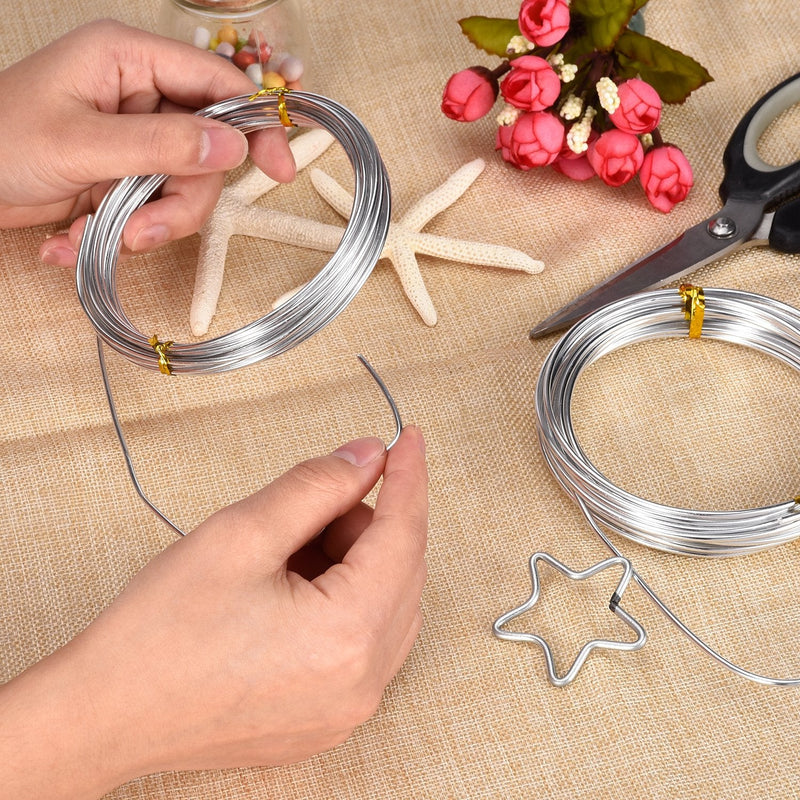 BBTO Aluminum Craft Wire, 4 Sizes (1 mm, 1.5 mm, 2 mm and 2.5 mm in Thickness) Bendable Metal Wire for DIY Sculpture and Crafts, 4 Rolls, Each Roll 16.4 Feet (Silver) - NewNest Australia