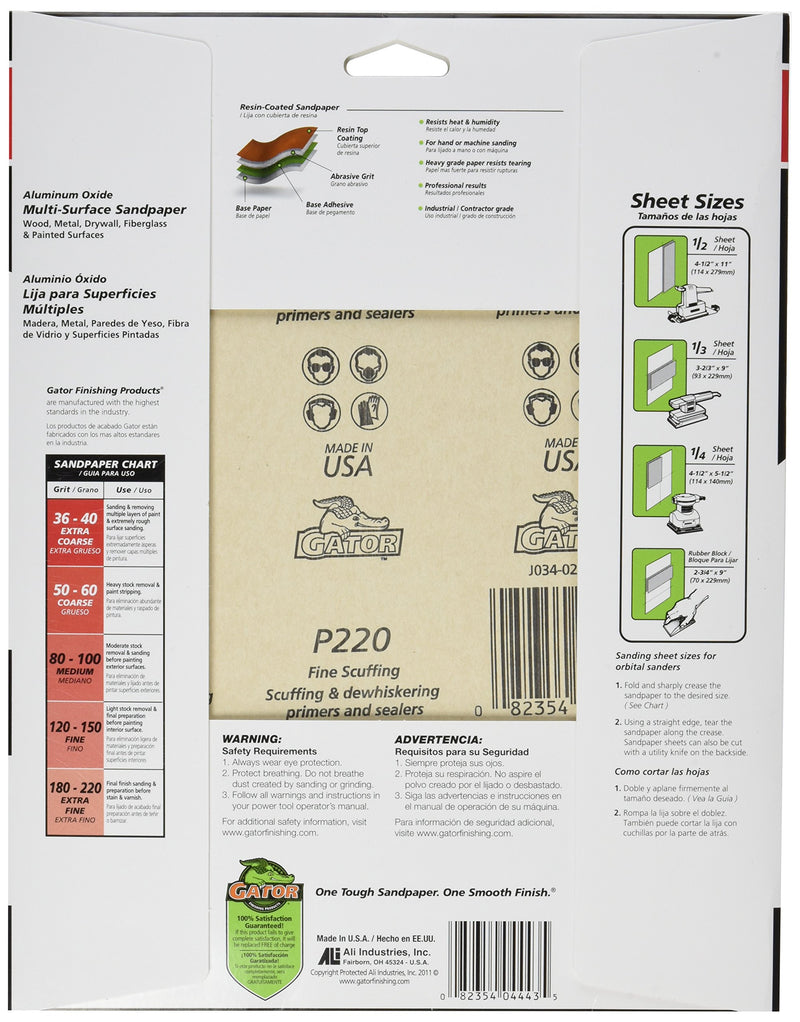 Ali Industries 4443 Grit 9-Inch x 11-Inch Sandpaper - 5 Sheets 9" x 11" - NewNest Australia