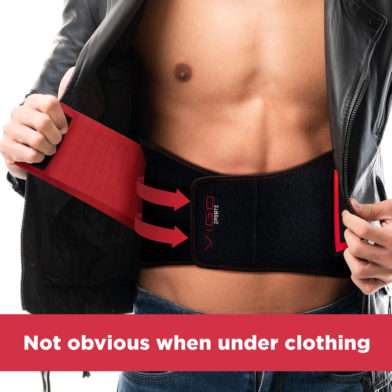 VIGO SPORTS back support machine washable - anti-sweat kidney belt for effective stabilization of the back - back support belt for men and women - warming lumbar support belt L red - NewNest Australia